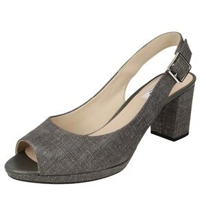 Clarks Kelda Spring Women's Sandals Sz 7 M Gray Peep Toe Slingback Heel